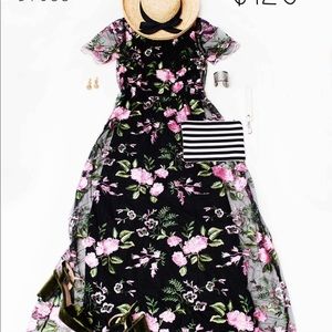 Floral Embroidered Lace Dress Overlay